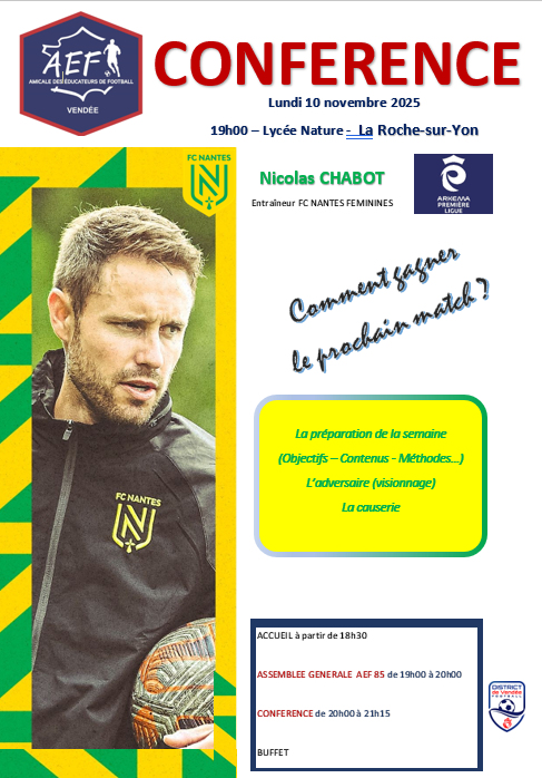You are currently viewing AG Conférence avec Nicolas Chabot, Coach FC NANTES Féminines